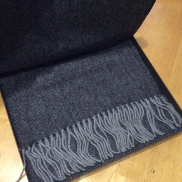 New ELLIOT MULRYAN Gray 100% Cashmere SCARF Long Rectangle - Picture 11 of 12